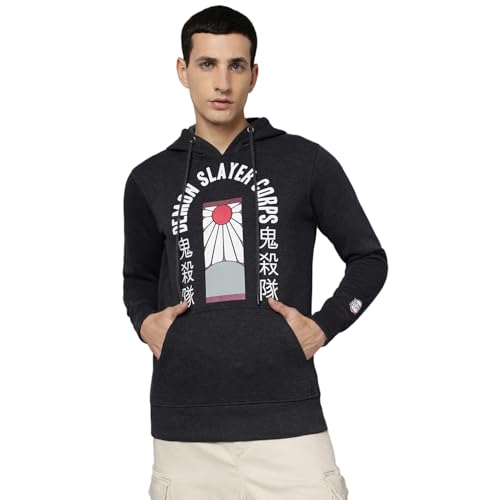 Free Authority Demon Slayer Printed Regular Fit Hoodie for Men