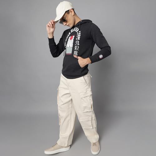 Free Authority Demon Slayer Printed Regular Fit Hoodie for Men