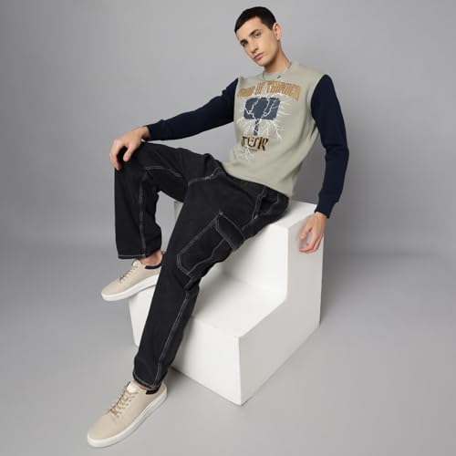 Free Authority Thor Printed Regular Fit Sweatshirt for Men Grey