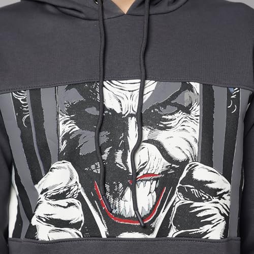 Free Authority Joker Printed Oversize Hoodie for Men Grey