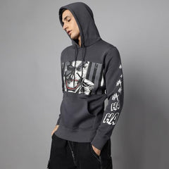 Free Authority Joker Printed Oversize Hoodie for Men Grey