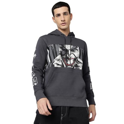 Free Authority Joker Printed Oversize Hoodie for Men Grey