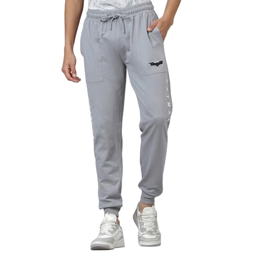 Free Authority Official Batman Graphic Printed Men Grey Regular Fit Jogger for Young Men