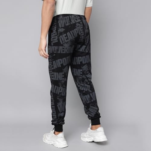 Free Authority Official Deadpool & Wolverine Printed Regular Fit Jogger for Men Black