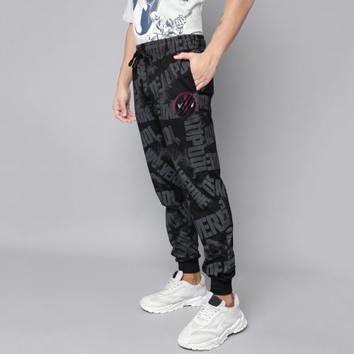 Free Authority Official Deadpool & Wolverine Printed Regular Fit Jogger for Men Black