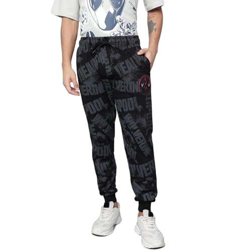 Free Authority Official Deadpool & Wolverine Printed Regular Fit Jogger for Men Black
