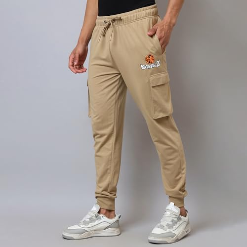 Free Authority Official Dragon Ball Z Printed Regular Fit Jogger for Men Beige