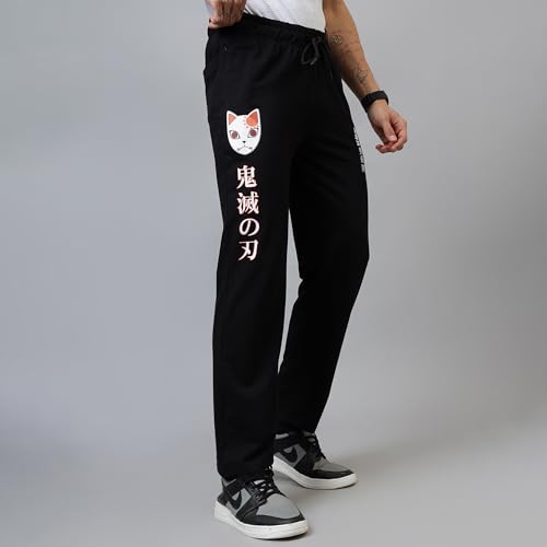 Free Authority Official Demon Slayer Printed Regular Fit Jogger for Men Black