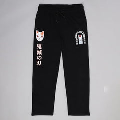 Free Authority Official Demon Slayer Printed Regular Fit Jogger for Men Black