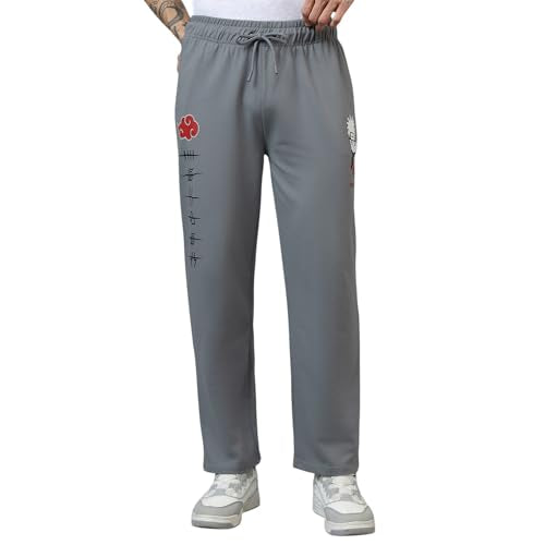 Free Authority Official Naruto Printed Regular Fit Jogger for Men Grey
