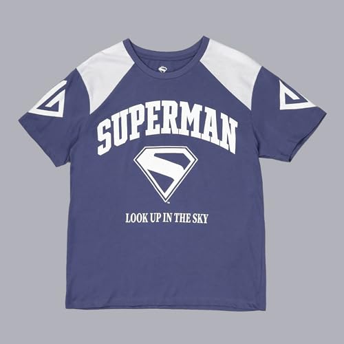 Free Authority Official Dc Comics Superman: Legacy Graphic Printed Pure Cotton White & Blue Oversized Fit Tshirt for Women