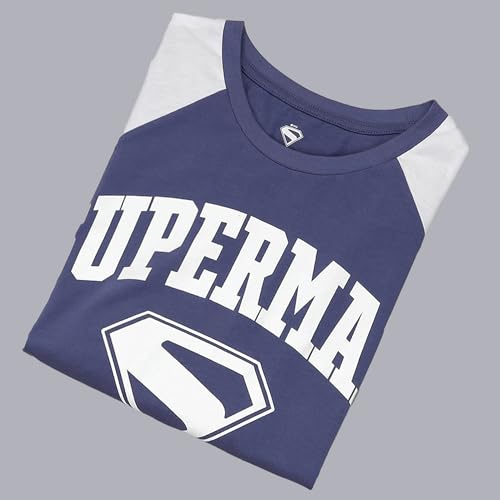 Free Authority Official Dc Comics Superman: Legacy Graphic Printed Pure Cotton White & Blue Oversized Fit Tshirt for Women