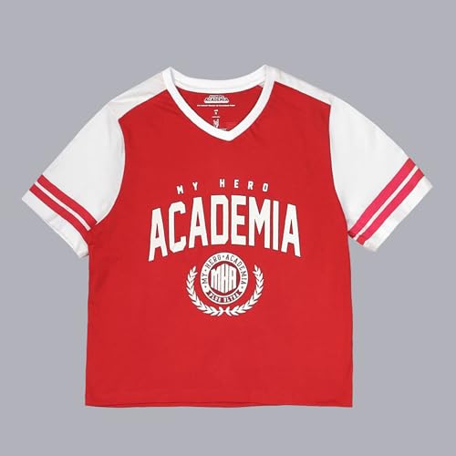 Free Authority Official My Hero Academia Graphic Half Sleeves V-Neck Anime Printed Regular Fit Pure Breathable Cotton Fabric Tshirt for Women