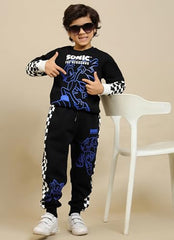 Kidsville Official Sonic Graphic Printed Regular Fit Black Jogger for Boys - Goyalsons ShopMax