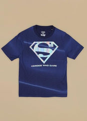 Kidsville Official Dc Comic Superman Graphic Printed Regular Fit Cotton Tshirt for Boys Estate Blue