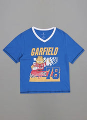 Free Authority Official Garfield Graphic Printed Pure Cotton Regular Fit Washed Tshirt for Women