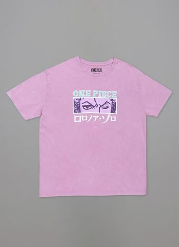 Free Authority Official One Piece: Roronoa Zoro Anime Printed Oversized Lavender Pure Cotton Tshirt for Women