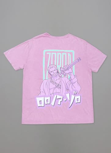 Free Authority Official One Piece: Roronoa Zoro Anime Printed Oversized Lavender Pure Cotton Tshirt for Women