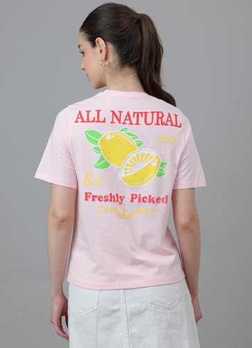 Free Authority Official Peanuts Women Half Sleeve Round Neck Graphic Printed Cotton Regular Fit Tshirt