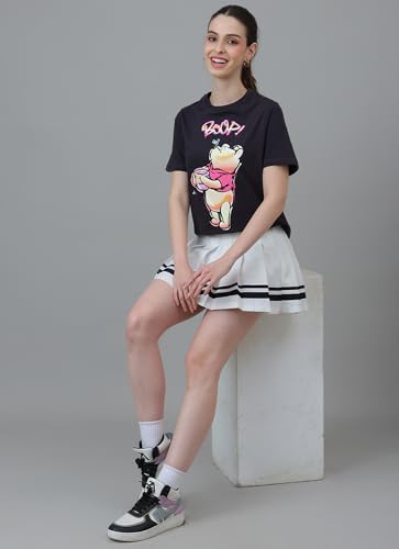 Free Authority Official Winnie The Pooh Women Half Sleeve Round Neck Graphic Printed Cotton Regular Fit Tshirt