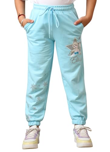 Kidsville Official Frozen: Elsa Graphic Printed Regular Fit Blue Jogger for Girls - Goyalsons ShopMax