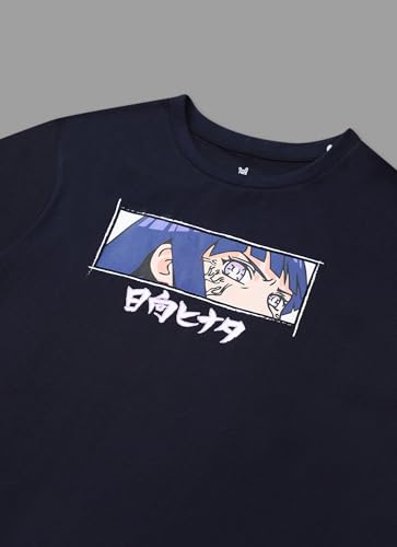 Free Authority Official Naruto: Hinata Hyuga Women Half Sleeve Round Neck Graphic Anime Printed Cotton Regular Fit Tshirt