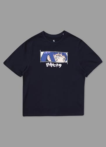 Free Authority Official Naruto: Hinata Hyuga Women Half Sleeve Round Neck Graphic Anime Printed Cotton Regular Fit Tshirt