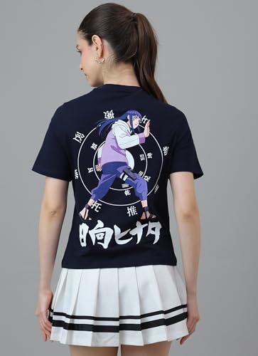 Free Authority Official Naruto: Hinata Hyuga Women Half Sleeve Round Neck Graphic Anime Printed Cotton Regular Fit Tshirt