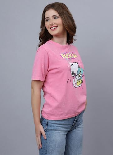 Free Authority Official Peanuts Graphic Printed Pure Cotton Regular Fit Tshirt for Women