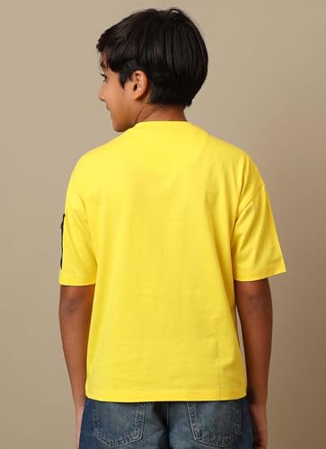 Kidsville Official Dragon Ball Z: Goku Anime Printed Oversized Yellow Pure Cotton Tshirt for Boys