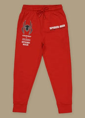 Kidsville Official Marvel Comic Spiderman Graphic Printed Regular Fit Joggers for Boys Tomato Red