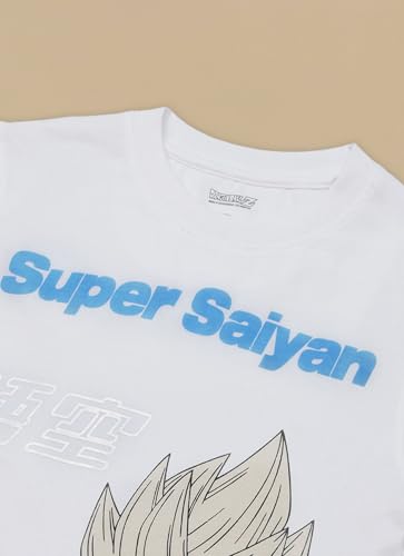 Kidsville Official Super Saiyan Goku Graphic Printed Regular Fit Cotton Tshirt for Boys White