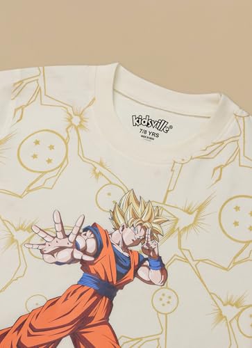 Kidsville Official Dragon Ball Z Merchandise Goku Graphic Printed Boys Regular Fit T-Shirt | Half Sleeves Round Neck | Pure Breathable Cotton Casual Anime Tee