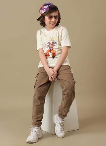 Kidsville Official Dragon Ball Z Merchandise Goku Graphic Printed Boys Regular Fit T-Shirt | Half Sleeves Round Neck | Pure Breathable Cotton Casual Anime Tee
