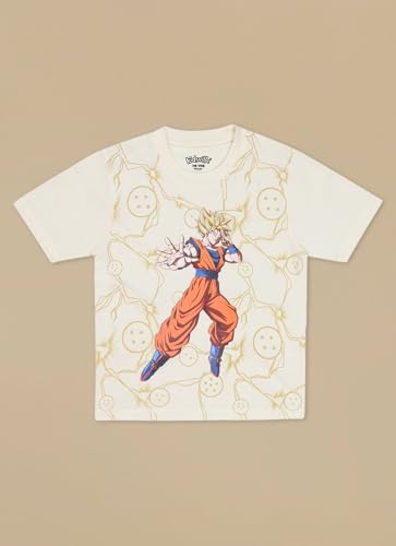 Kidsville Official Dragon Ball Z Merchandise Goku Graphic Printed Boys Regular Fit T-Shirt | Half Sleeves Round Neck | Pure Breathable Cotton Casual Anime Tee