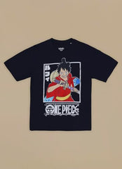 Kidsville Official One Piece Luffy Graphic Printed Regular Fit Cotton Tshirt for Boys
