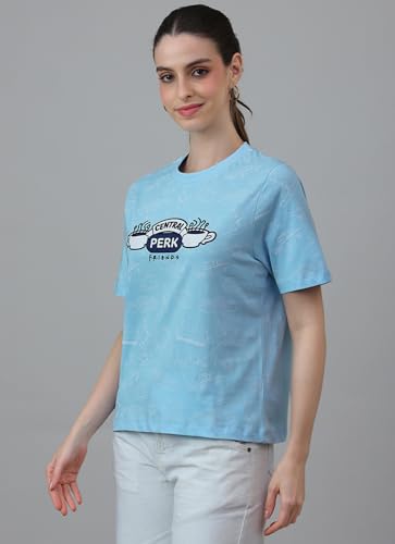 Free Authority Official Friends: Central Perk Women Half Sleeve Round Neck Graphic Printed Cotton Relaxed Fit Tshirt