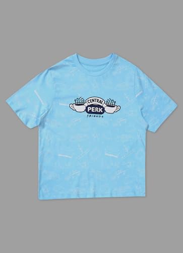 Free Authority Official Friends: Central Perk Women Half Sleeve Round Neck Graphic Printed Cotton Relaxed Fit Tshirt