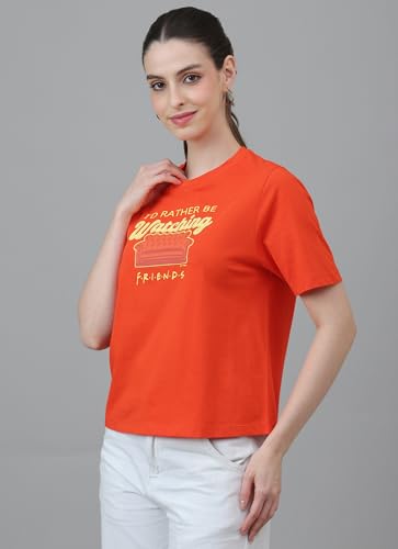 Free Authority Official Friends Women Half Sleeve Round Neck Graphic Printed Cotton Regular Fit Tshirt