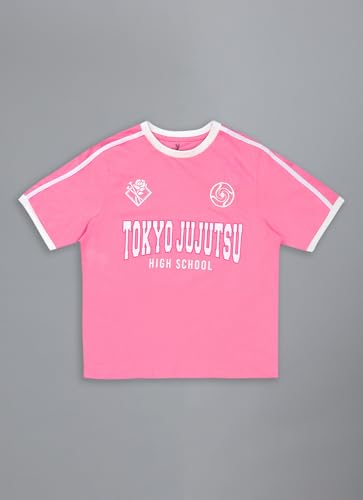 Free Authority Official Jujutsu Kaisen high School Graphic Printed Pure Cotton Regular Fit Tshirt for Women