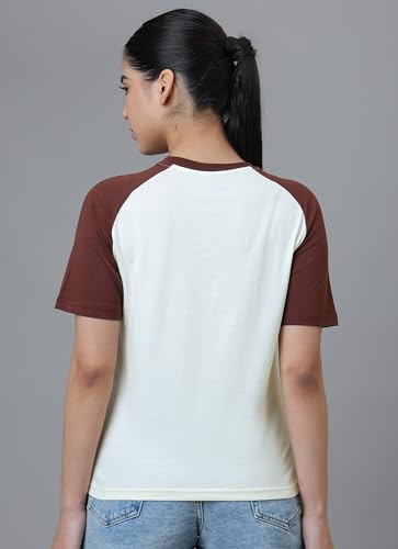 Free Authority Official Lion King Graphic Printed Pure Cotton Regular Fit Half Sleeves Raglan Tshirt for Women
