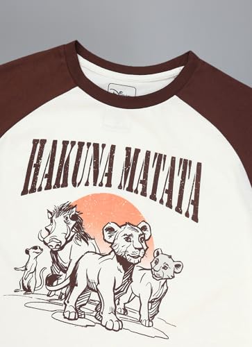 Free Authority Official Lion King Graphic Printed Pure Cotton Regular Fit Half Sleeves Raglan Tshirt for Women