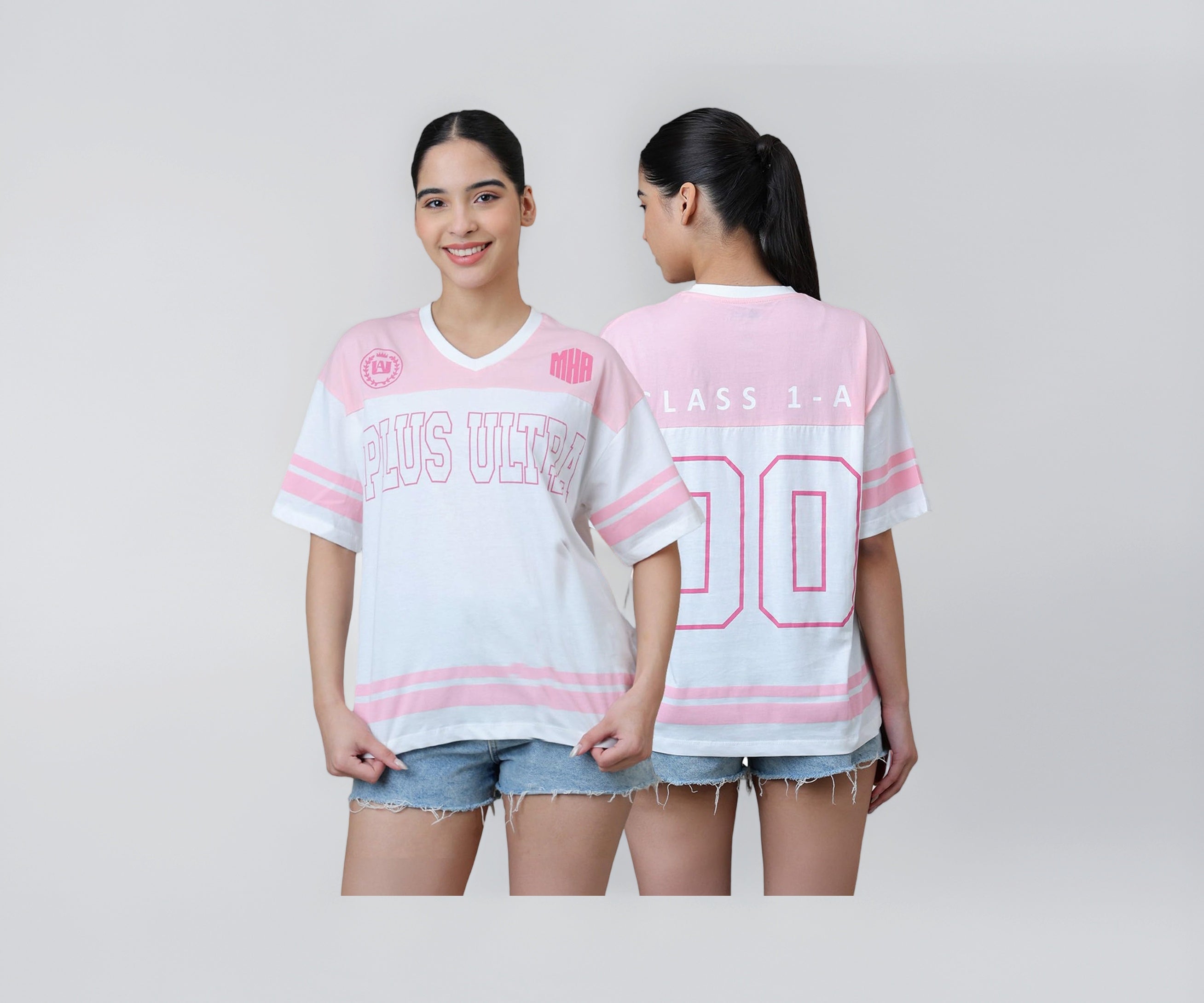 Free Authority Official My Hero Academia Plus Ultra Graphic Printed Pure Cotton Oversized Tshirt for Women