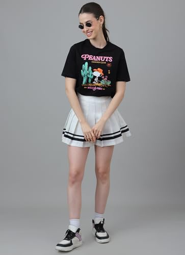 Free Authority Official Peanuts Women Half Sleeve Round Neck Graphic Printed Cotton Regular Fit Tshirt