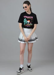 Free Authority Official Peanuts Women Half Sleeve Round Neck Graphic Printed Cotton Regular Fit Tshirt