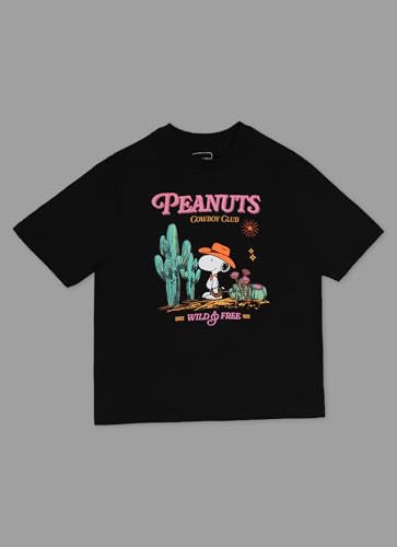 Free Authority Official Peanuts Women Half Sleeve Round Neck Graphic Printed Cotton Regular Fit Tshirt