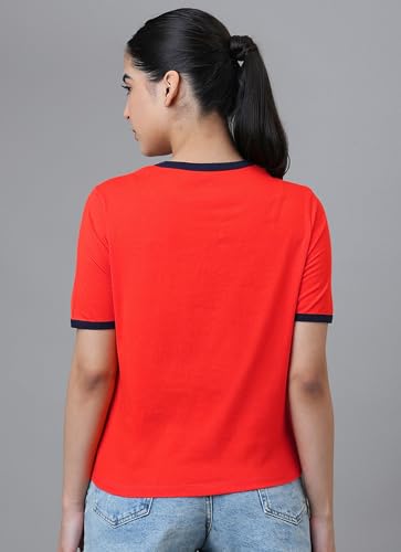 Free Authority Official Tom & Jerry Graphic Printed Pure Cotton Regular Fit Tshirt for Women