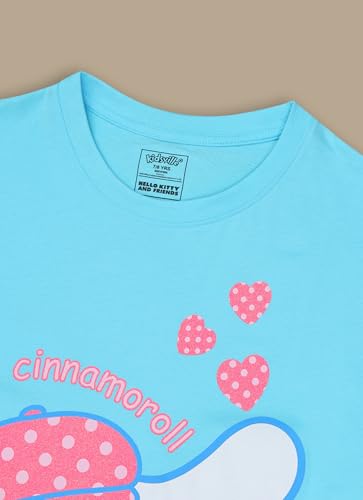 Kidsville Official Hello Kitty Girls Graphic Printed Half Sleeves Round Neck Pure Cotton Relaxed Fit Tshirt