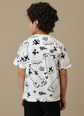 Kidsville Official Minecraft Merchandise Creeper Reversible Sequins Printed Boys Regular Fit T-Shirt | Pure Cotton Casual Round Neck Half Sleeves Kids Wear Tee Optic White