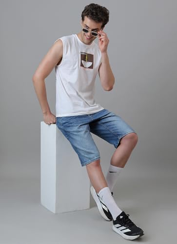 Free Authority Official Naruto Ichiraku Ramen Daily Specials Men's Graphic Anime Printed Sleeveless Round Neck Cotton Regular Tank T-Shirt Ecru Melange